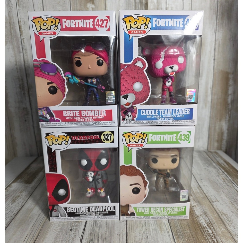 Funko Pop Fortnite & Deadpool Lot of 4 Brite Bomber Cuddle Team Bedtime 427 430 - Picture 8 of 8